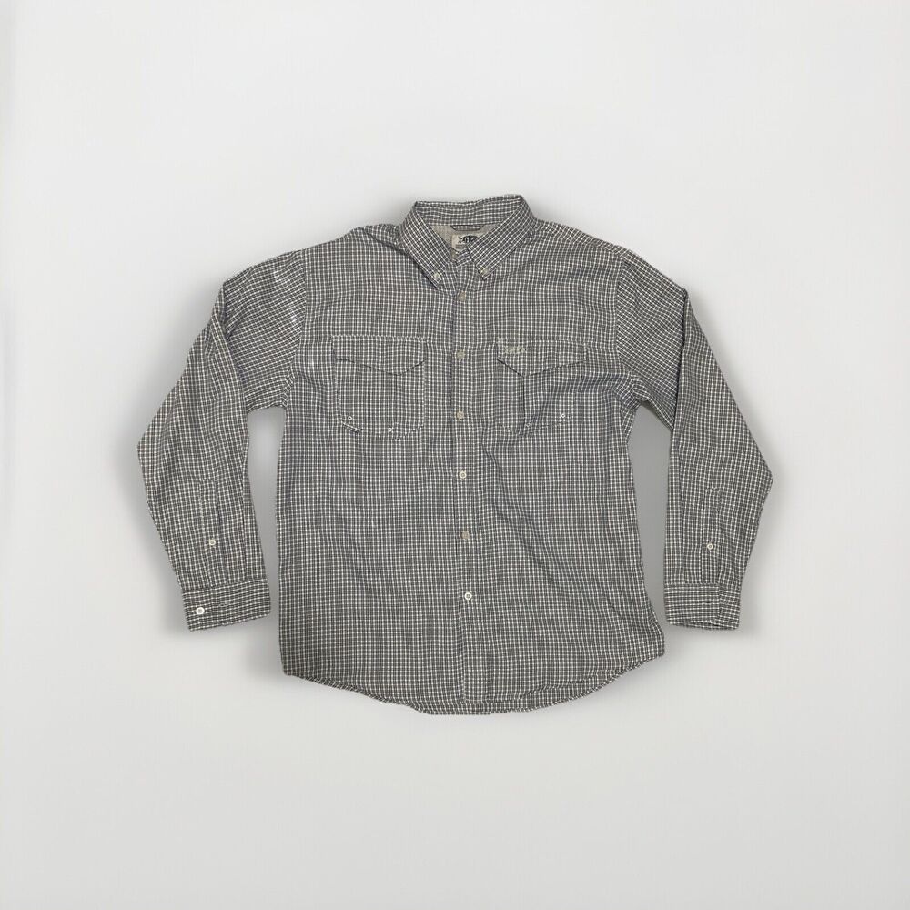 AFTCO Vented Fishing Shirt Mens Size Large Long Sleeve Button Double Pocket